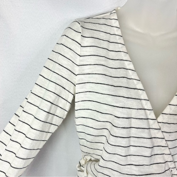 Max Studio White & Black Stripe Wrap Front Long Sleeve Blouse S - Picture 5 of 5